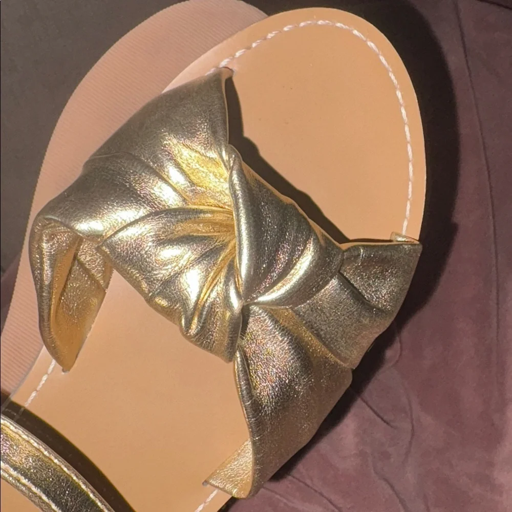 J.Crew Factory Girls' Knot Sandals with Ankle Strap Gold size 3
